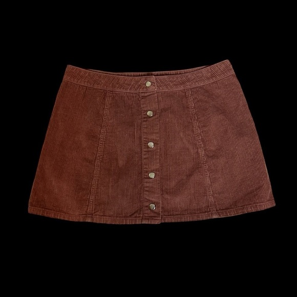 Forever 21 Brown Corduroy Front Snap Mini Skirt Sz. U.S. 31 - Picture 3 of 7